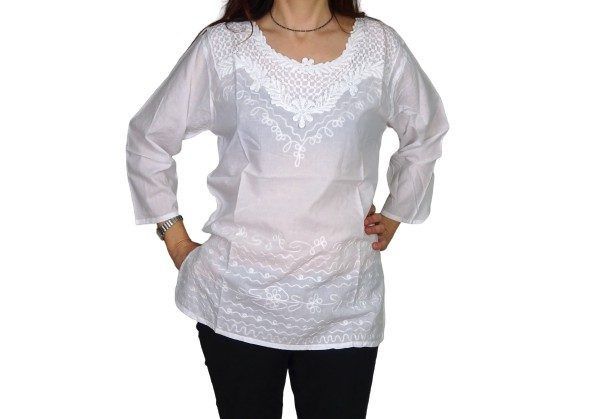 Camisa india de algodón bordada