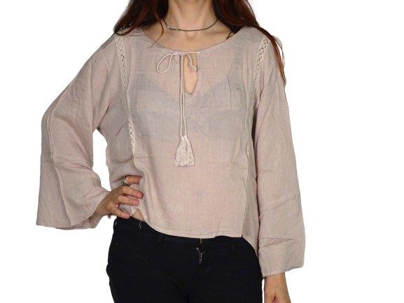 Blusa india de algodón manga larga