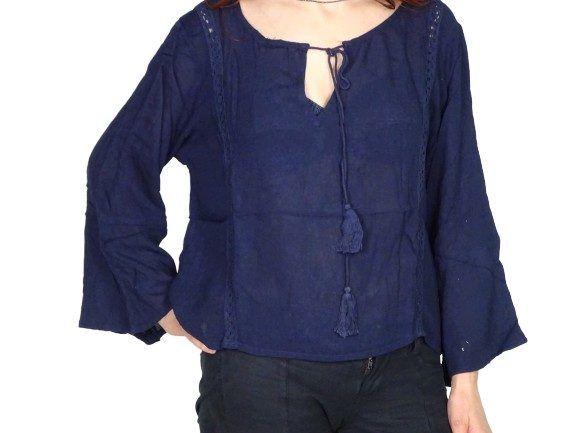 Blusa india de algodón manga larga