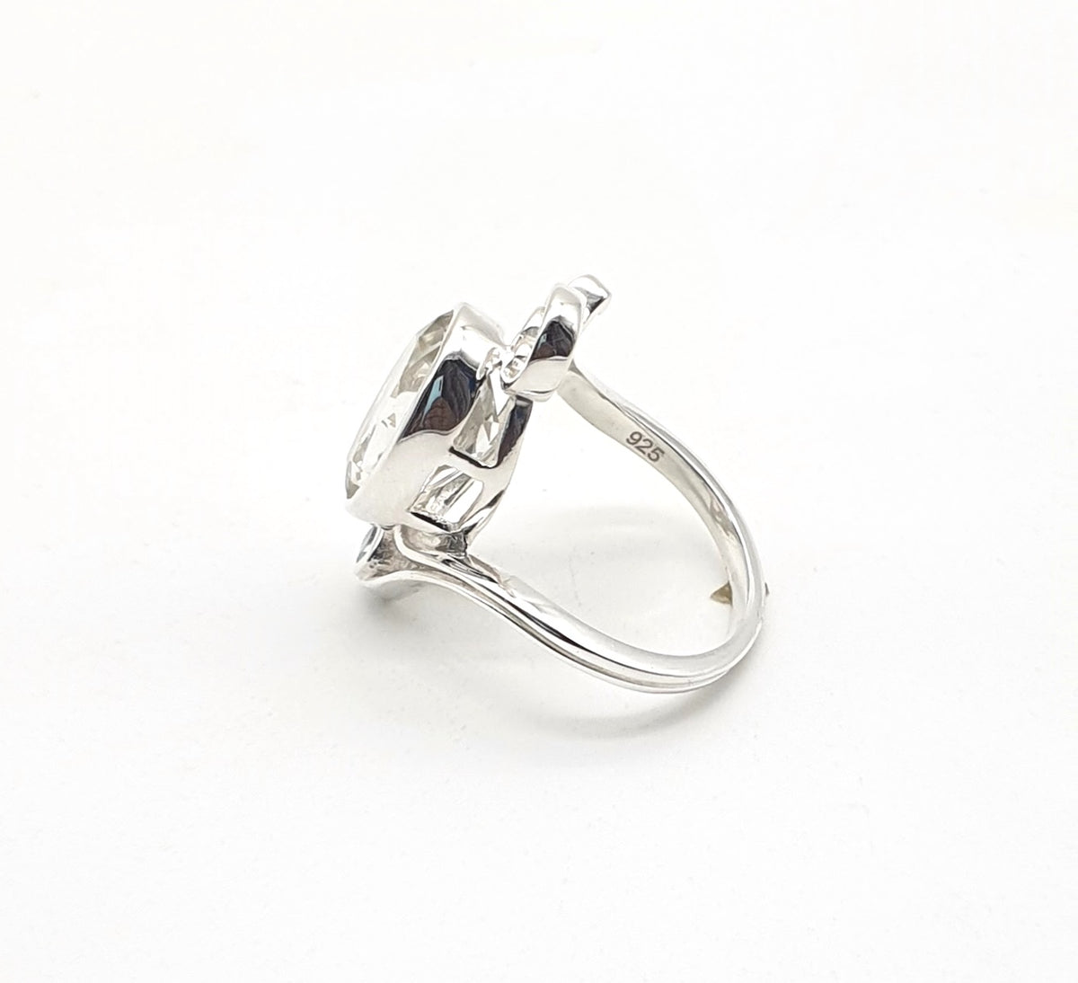 Anillo de Plata de la India con cuarzo y topacio azul