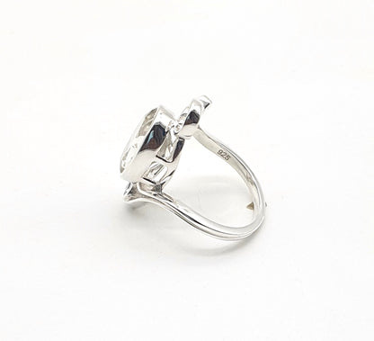 Anillo de Plata de la India con cuarzo y topacio azul