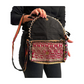 Bolso bohemio bandolera de patchwork con pompones