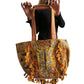 Bolso bohemio amarillo con pompones