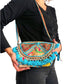 Bolso bohemio bandolera de patchwork con pompones