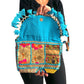 Bolso bohemio bandolera de patchwork con pompones
