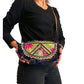 Bolso bohemio bandolera de patchwork con pompones