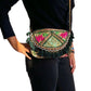 Bolso bohemio bandolera de patchwork con pompones