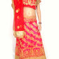 Conjunto Lengha choli y dupatta bordado fucsia y dorado