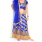 Conjunto Lengha choli y dupatta bordado azul y dorado