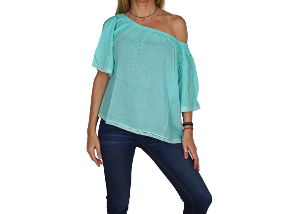 Blusa india de algodón manga corta
