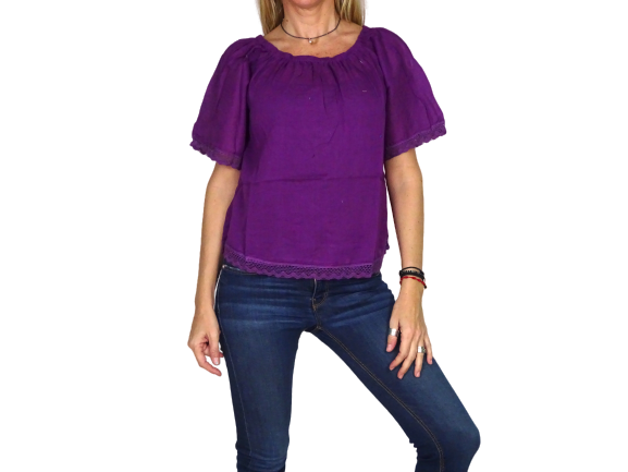 Blusa india de algodón manga corta