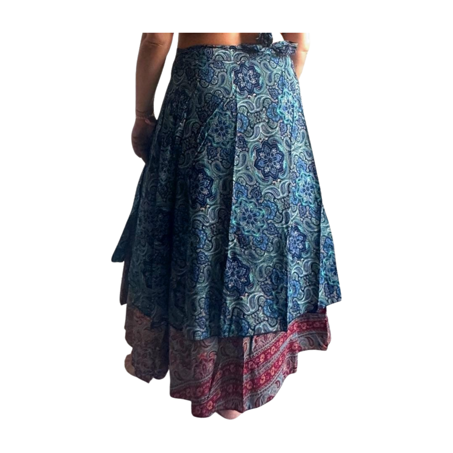 Falda pareo india de seda con estampado floral