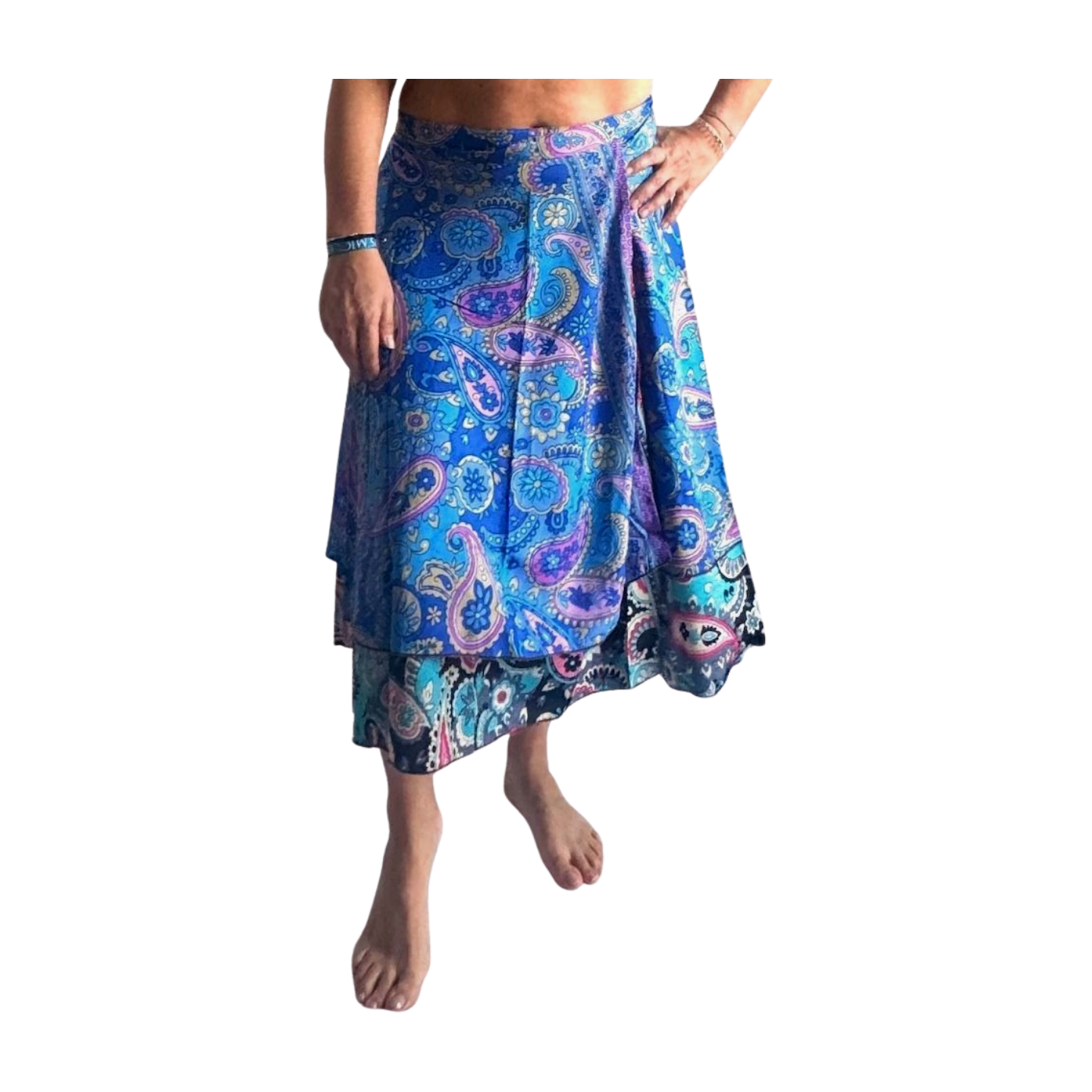 Falda pareo india de seda con estampado floral