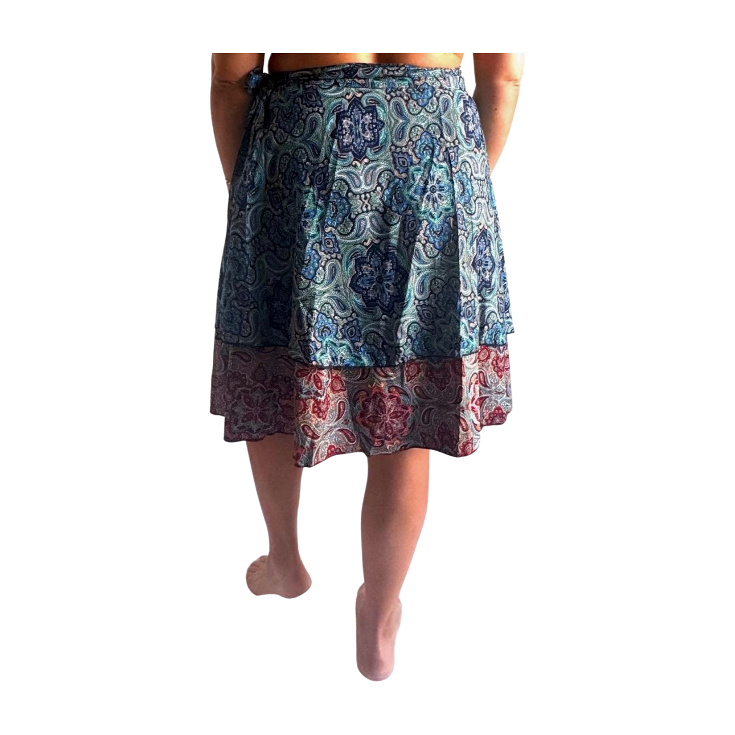 Falda pareo india de seda con estampado floral