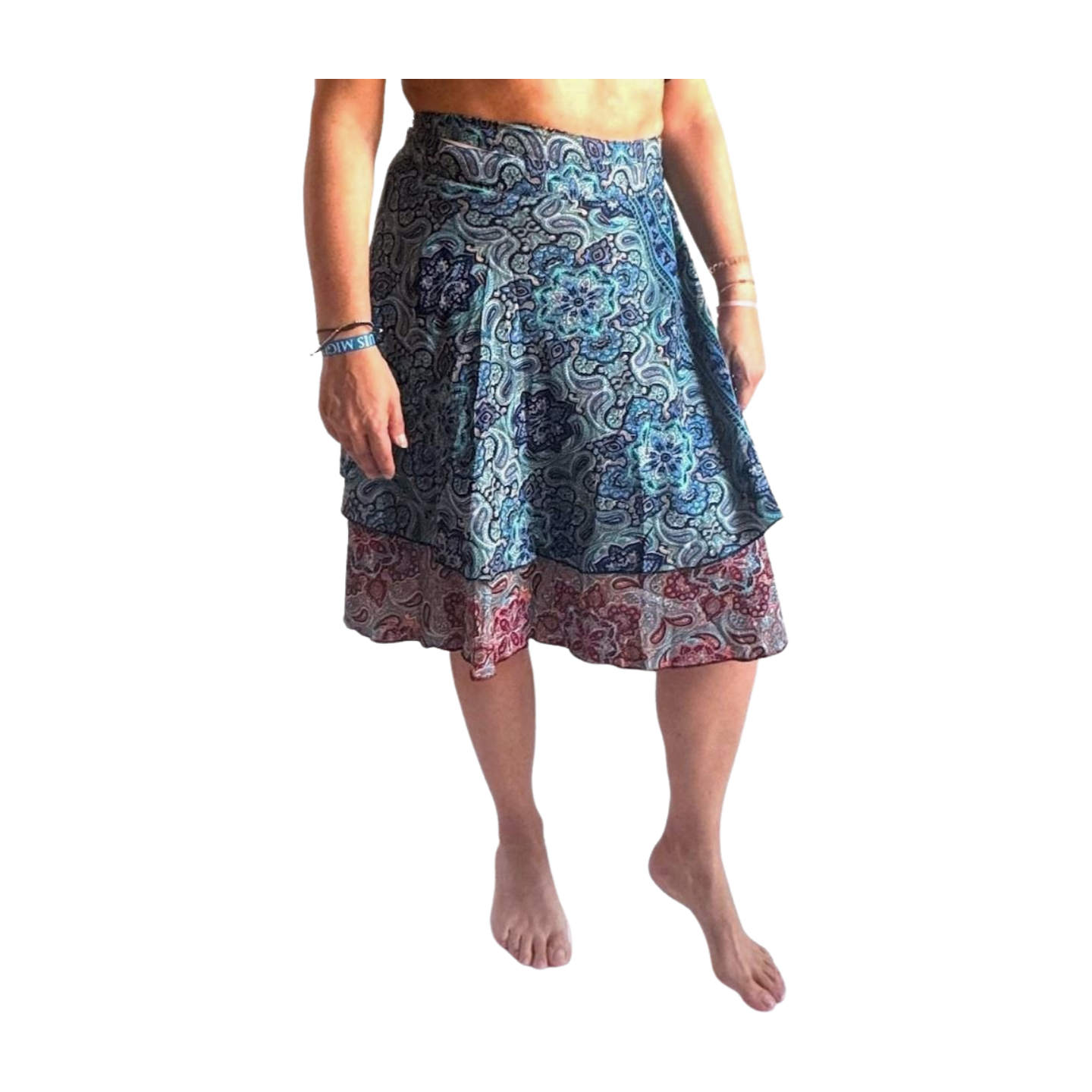 Falda pareo india de seda con estampado floral
