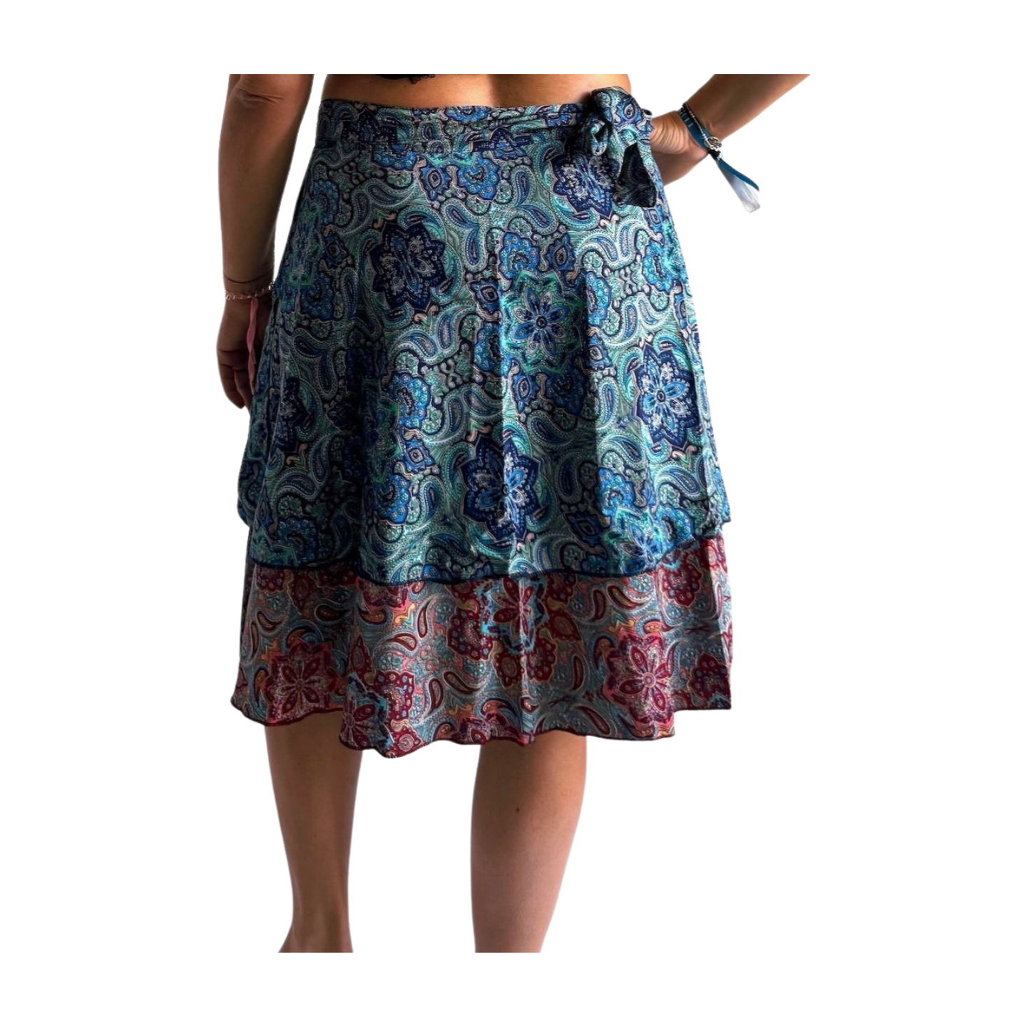 Falda pareo india de seda con estampado floral