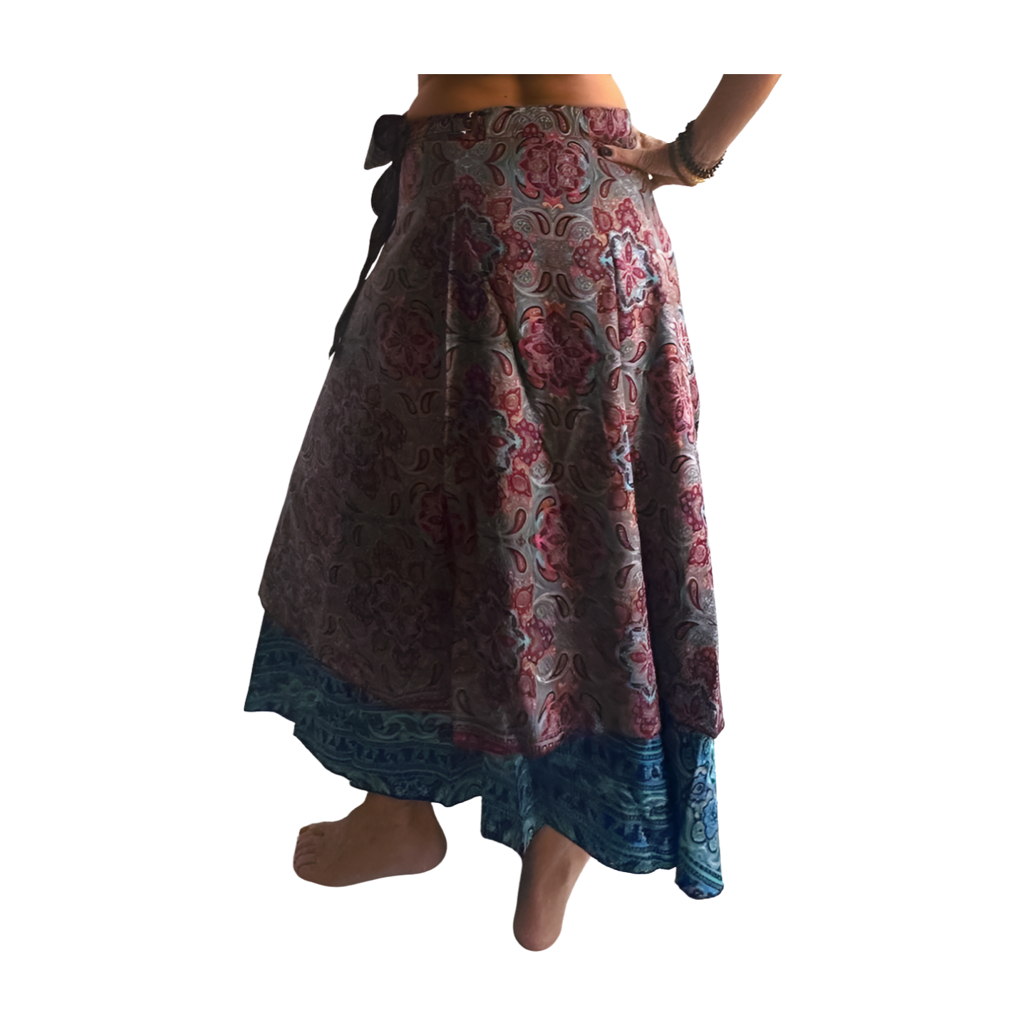 Falda pareo india de seda con estampado floral