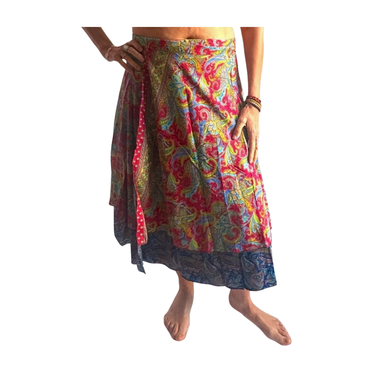 Falda pareo india de seda con estampado floral