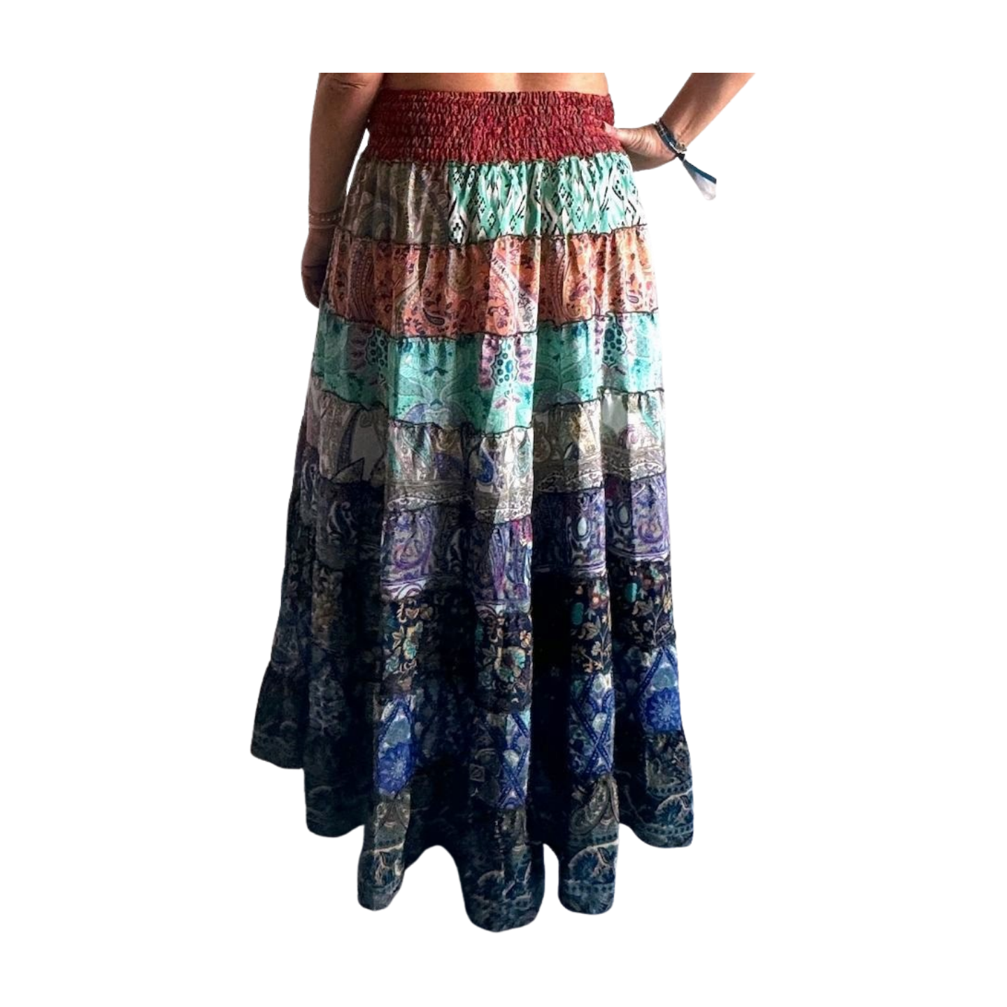 Falda de seda india multicolor
