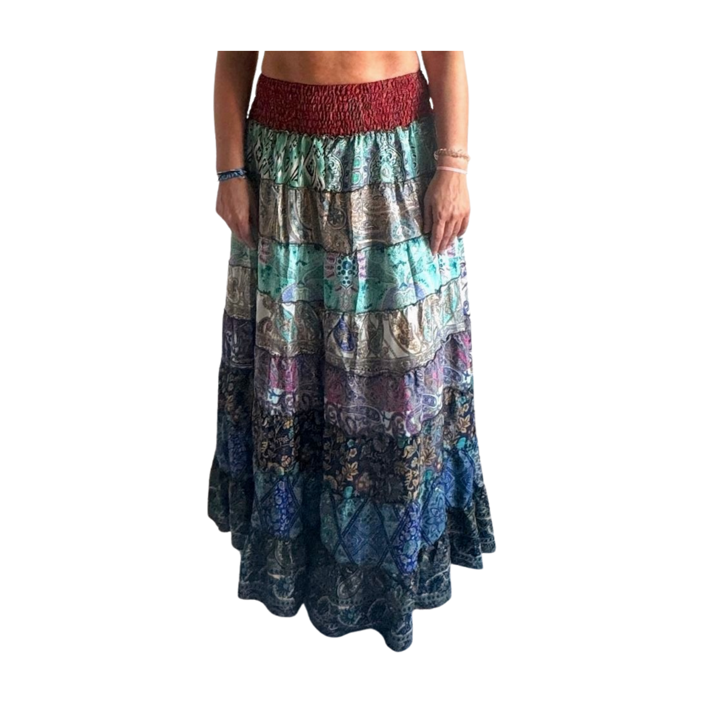 Falda de seda india multicolor