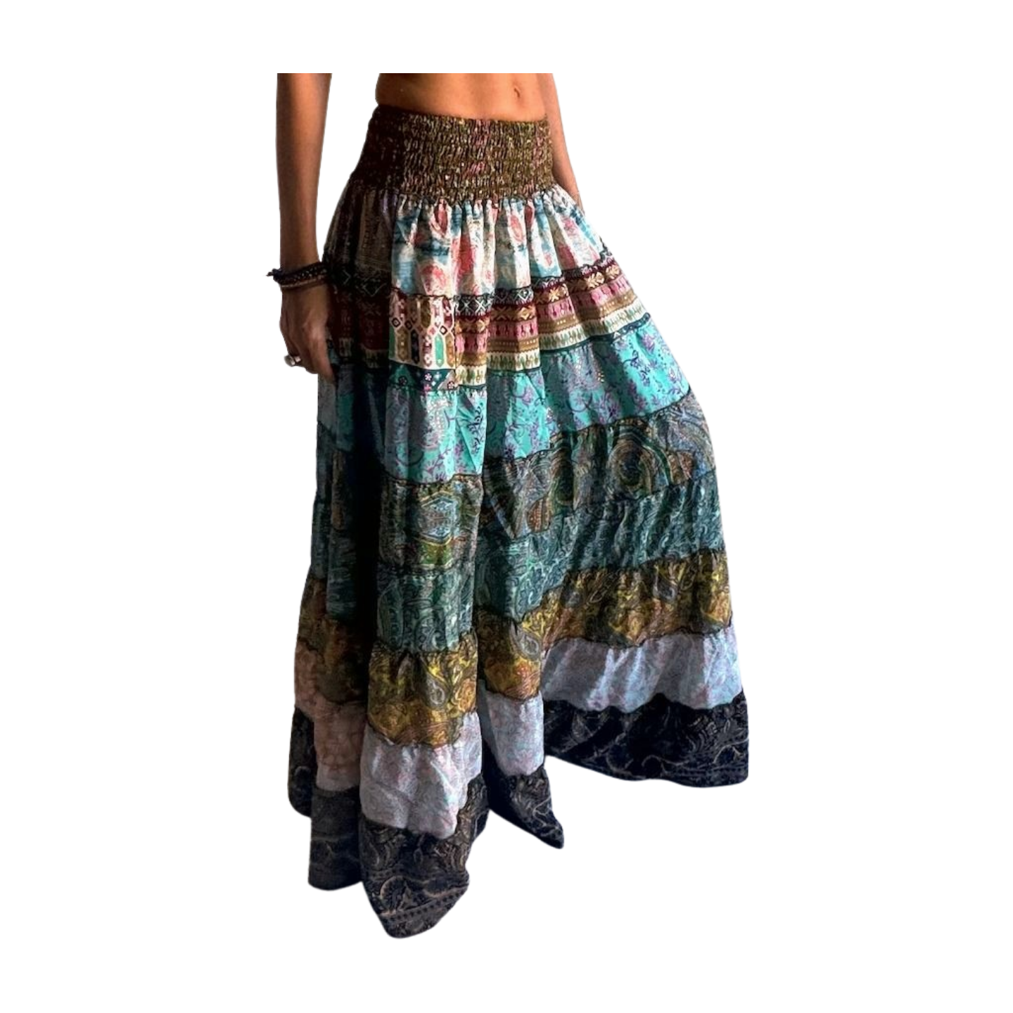 Falda de seda india multicolor