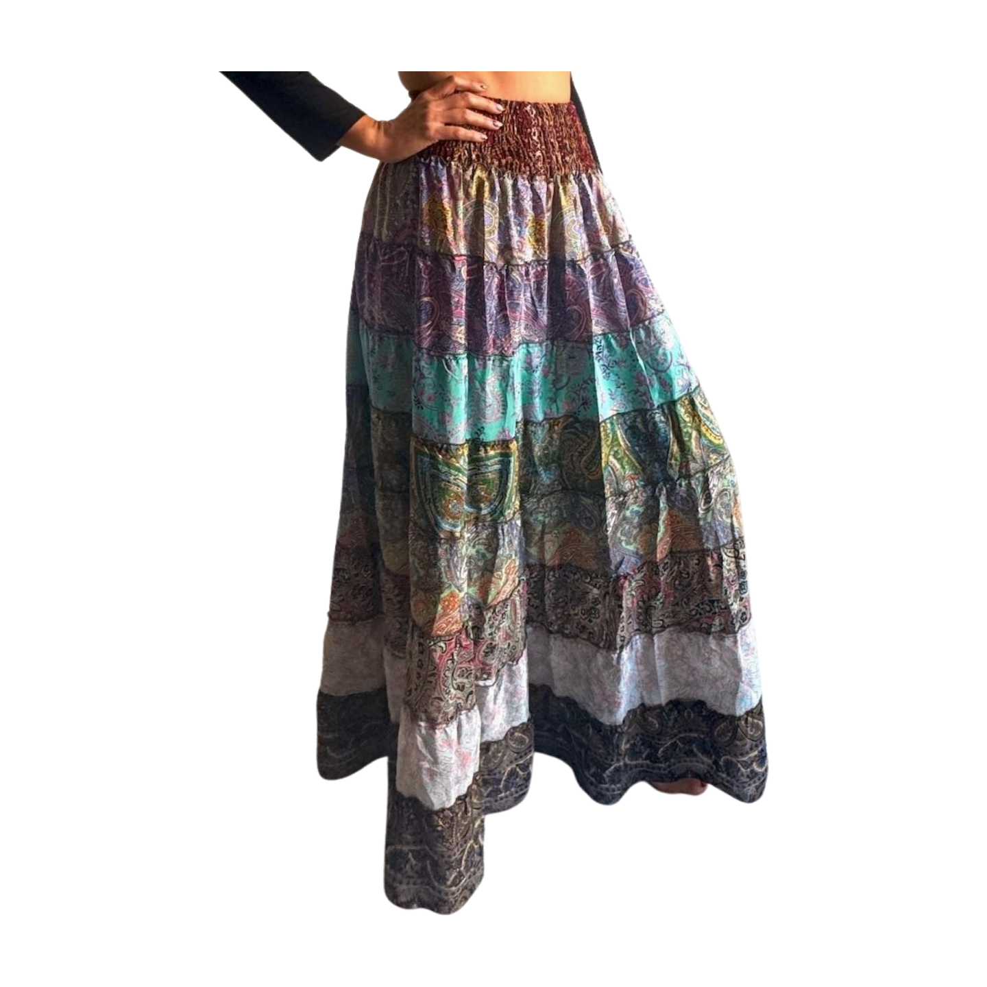 Falda de seda india multicolor