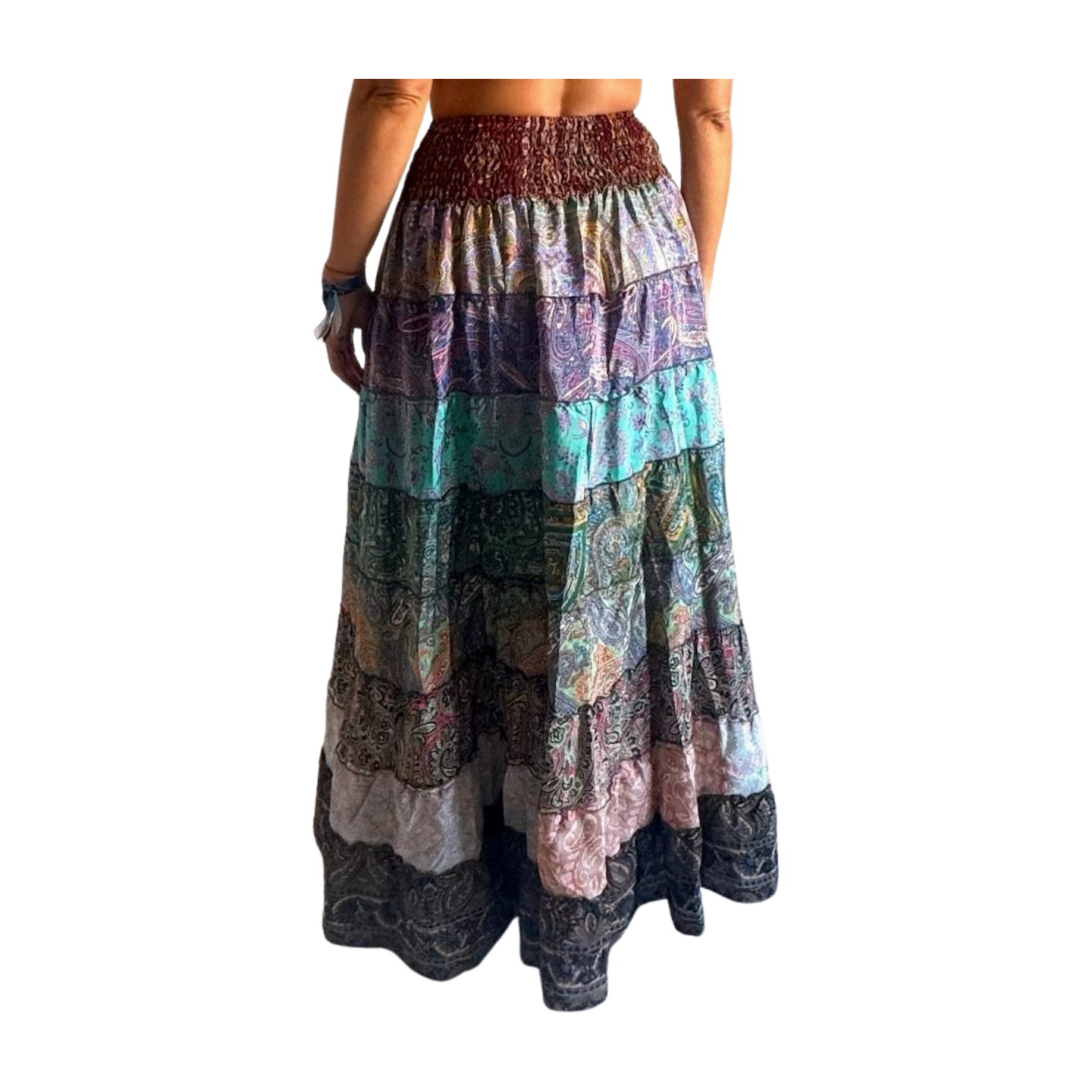 Falda de seda india multicolor