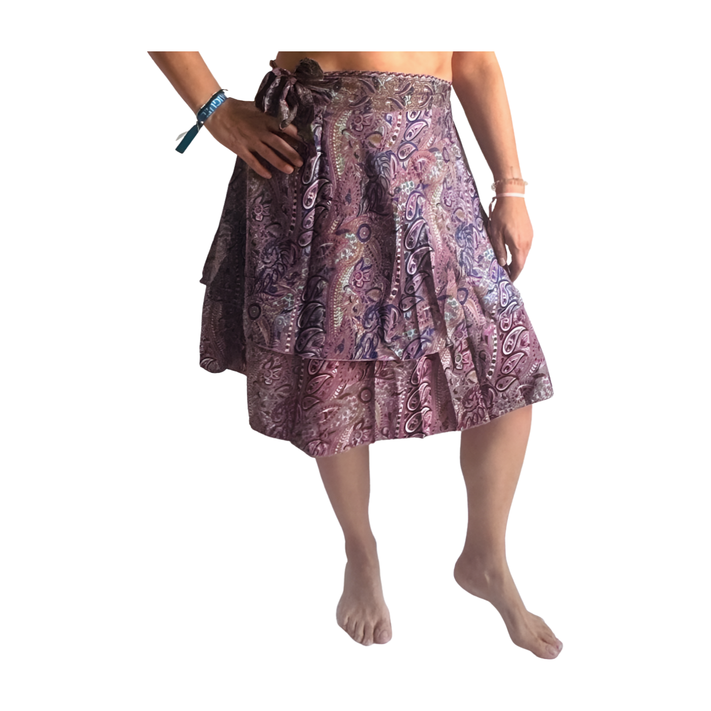 Falda pareo india de seda con estampado floral
