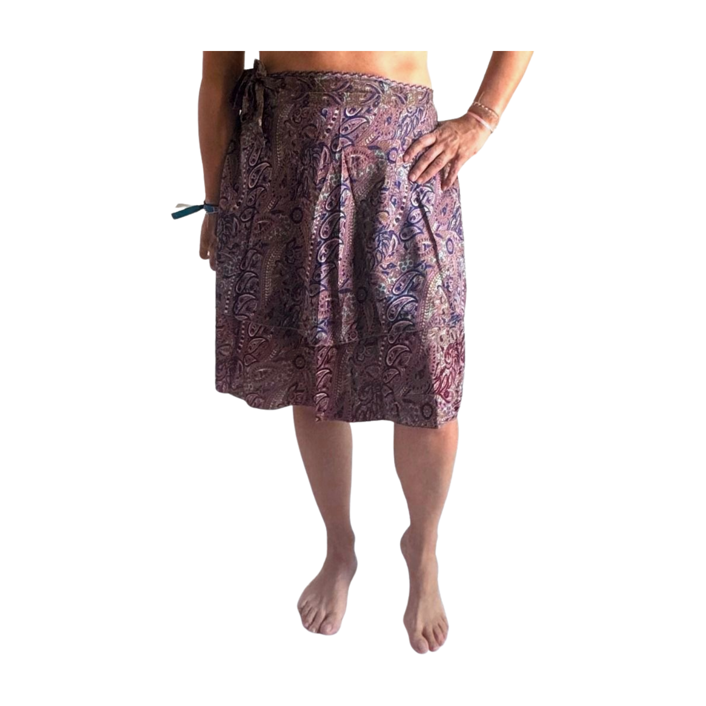 Falda pareo india de seda con estampado floral