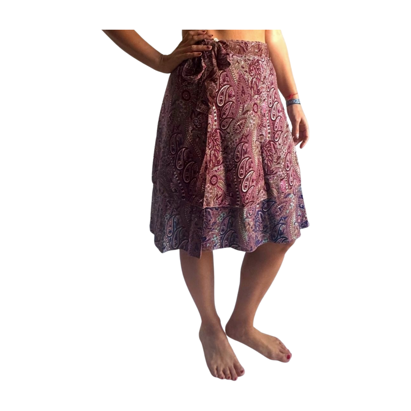Falda pareo india de seda con estampado floral
