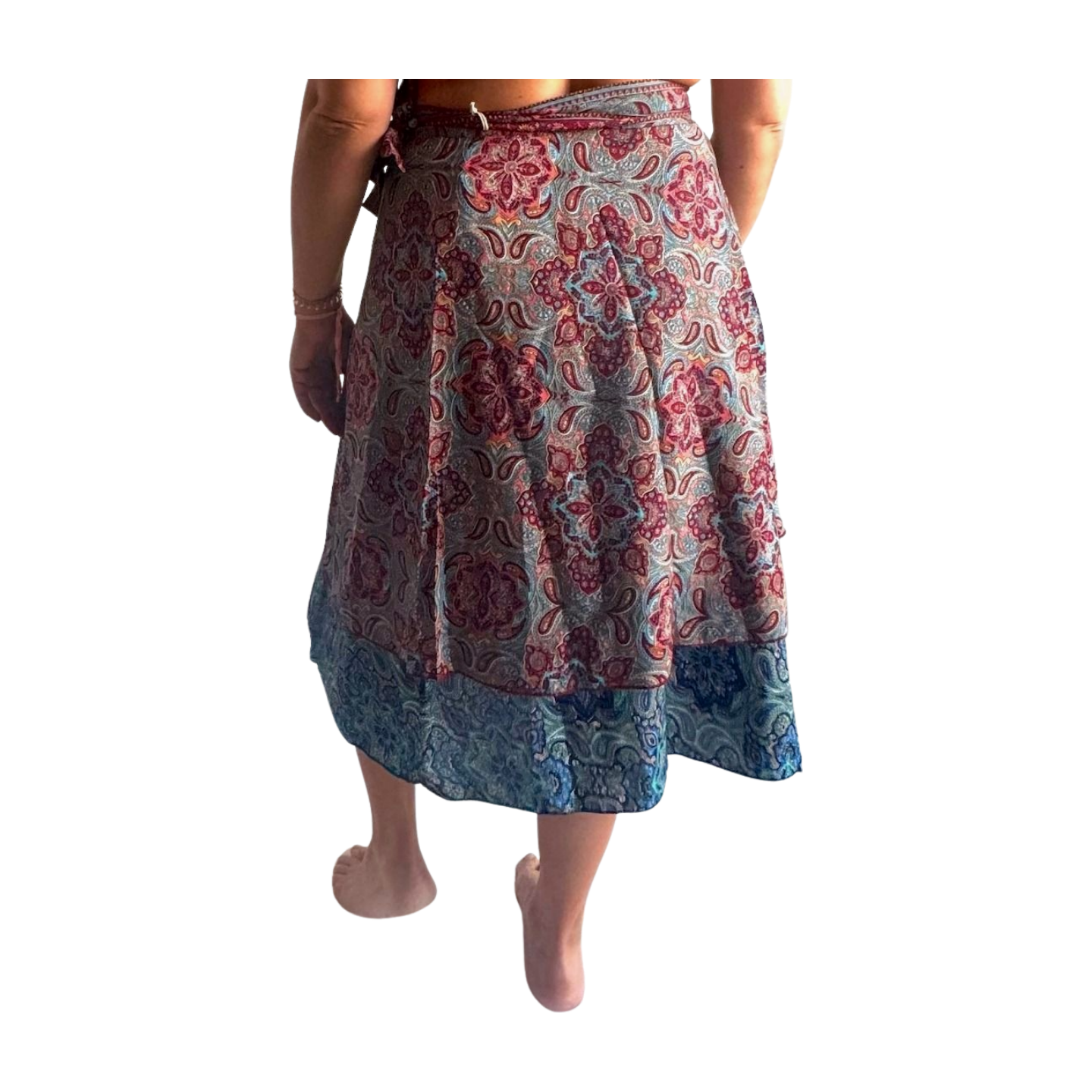 Falda pareo india de seda con estampado floral