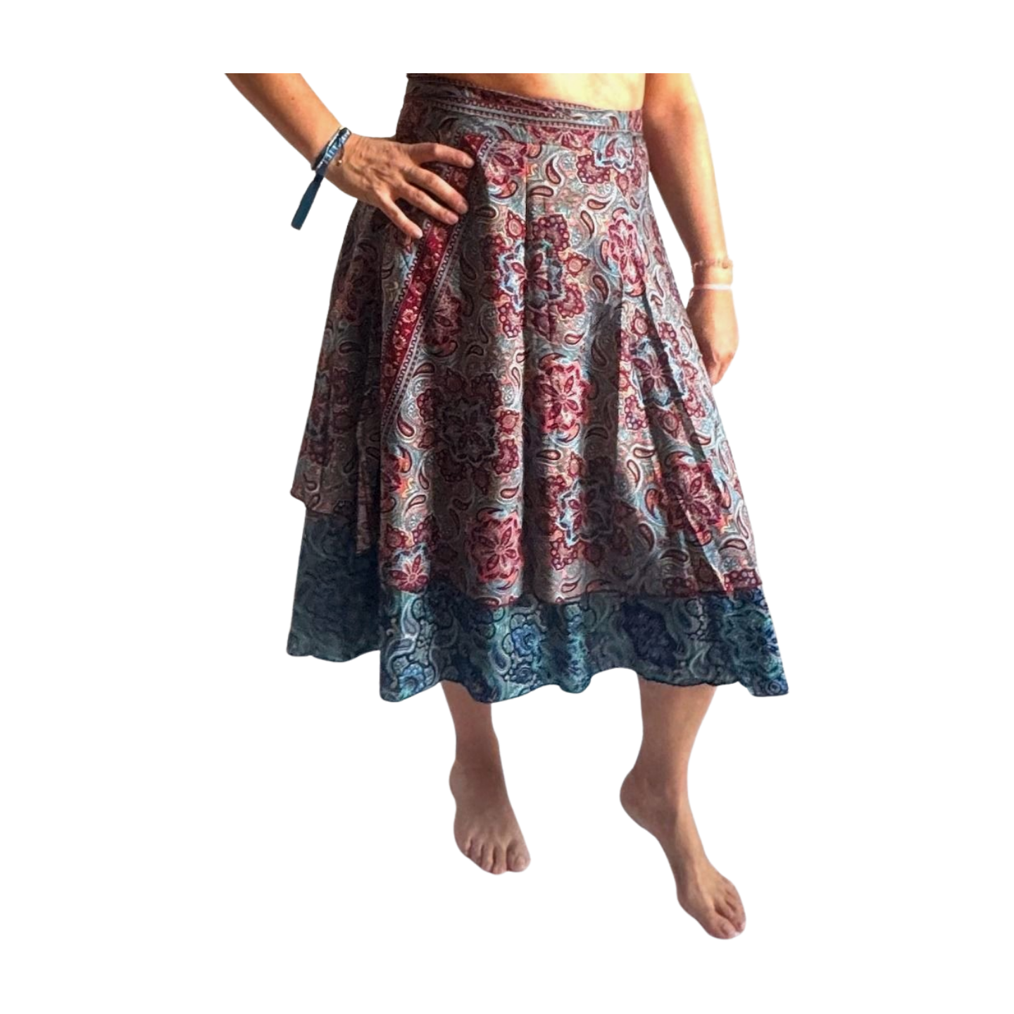 Falda pareo india de seda con estampado floral