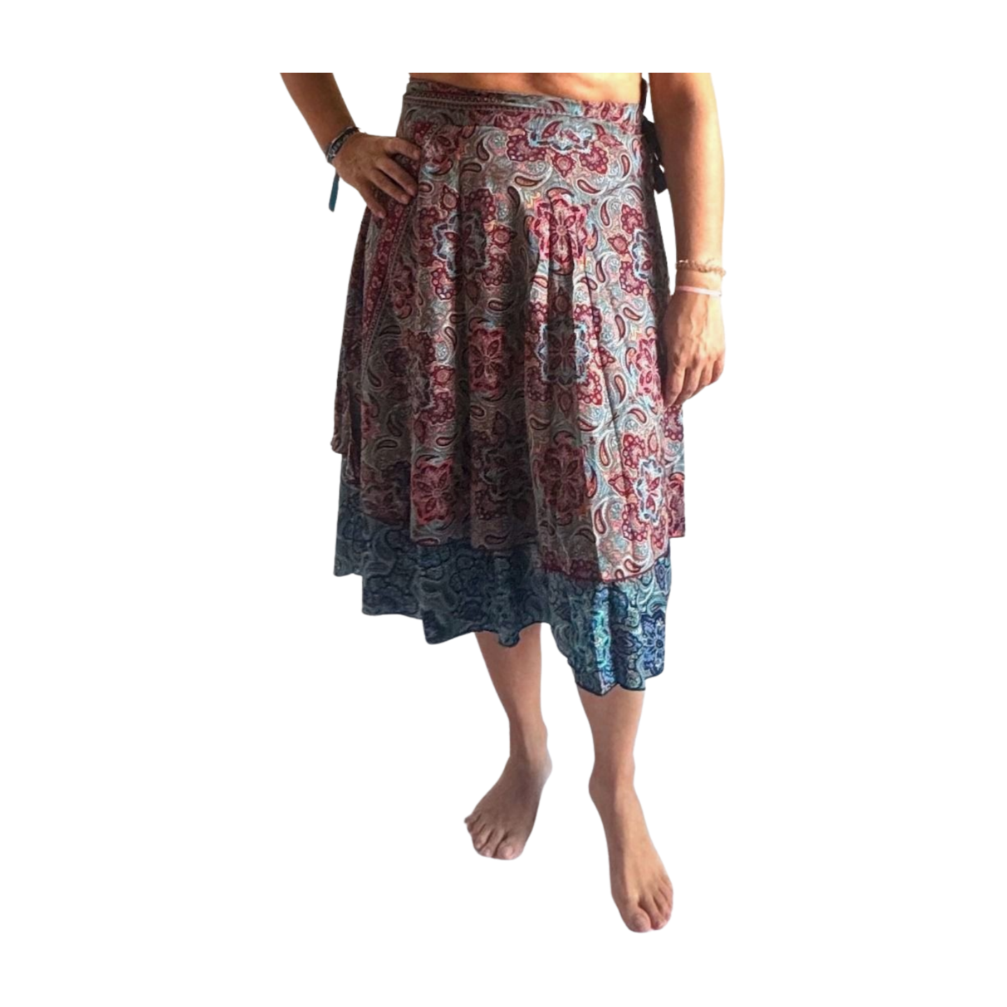 Falda pareo india de seda con estampado floral