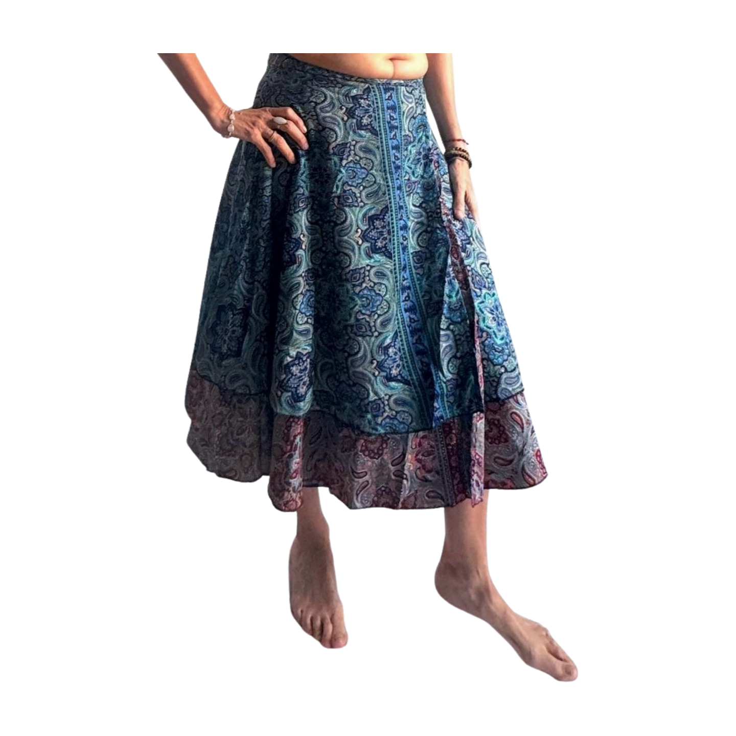 Falda pareo india de seda con estampado floral
