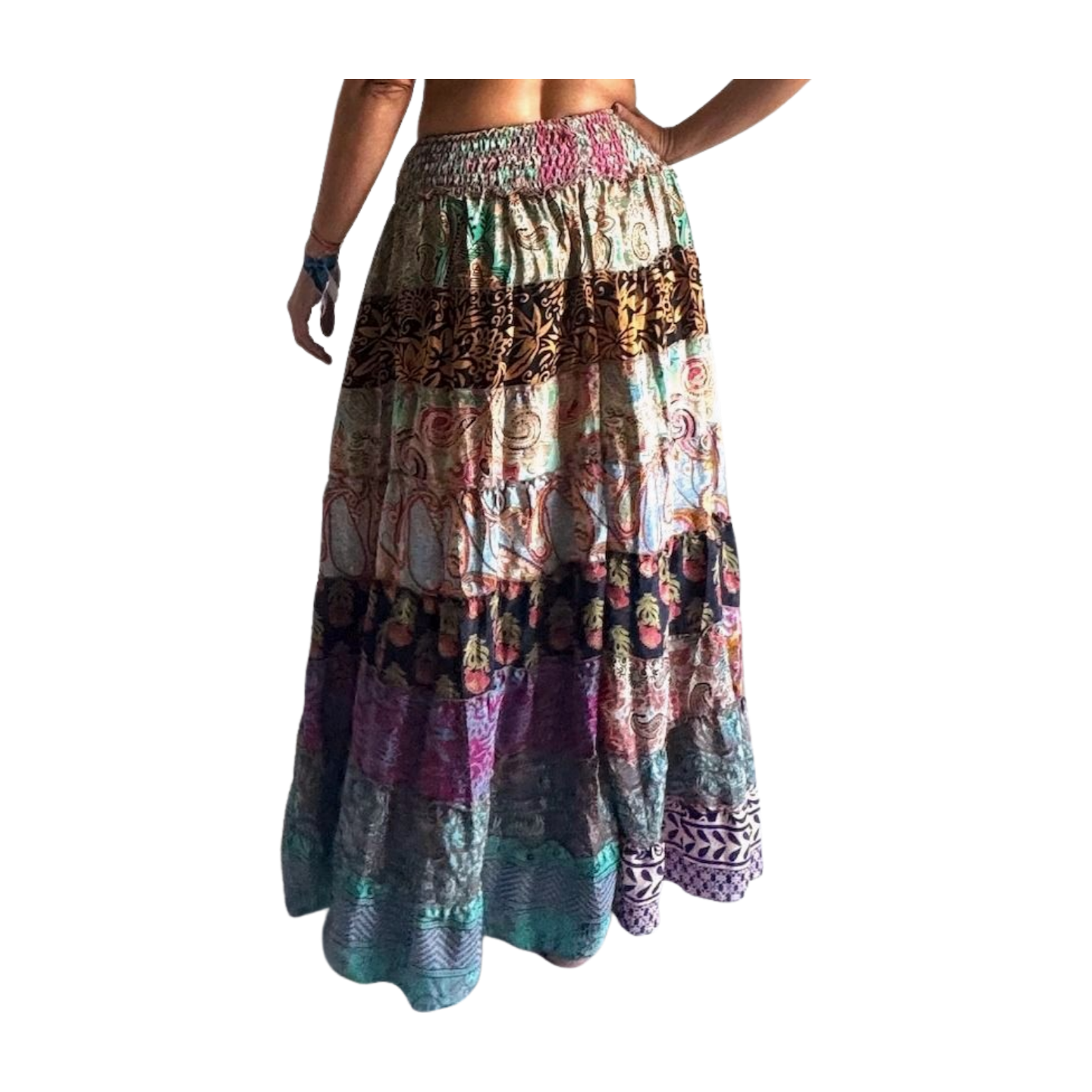 Falda de seda india multicolor