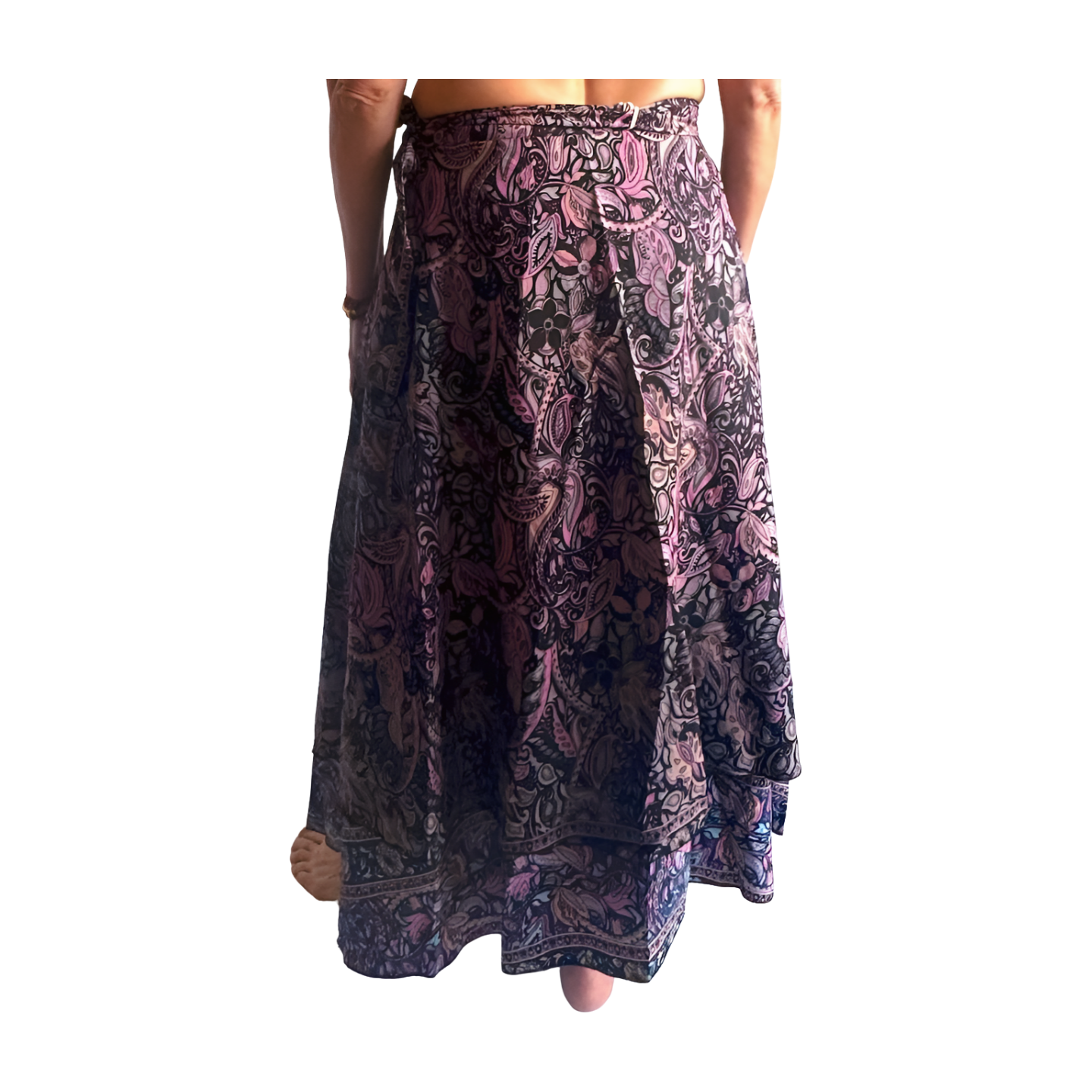 Falda pareo india de seda con estampado floral