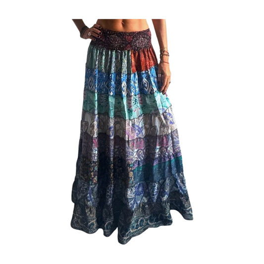 Falda de seda india multicolor