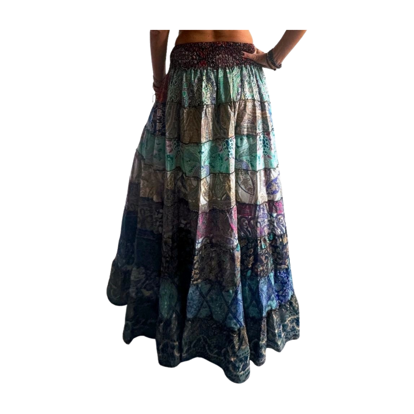 Falda de seda india multicolor