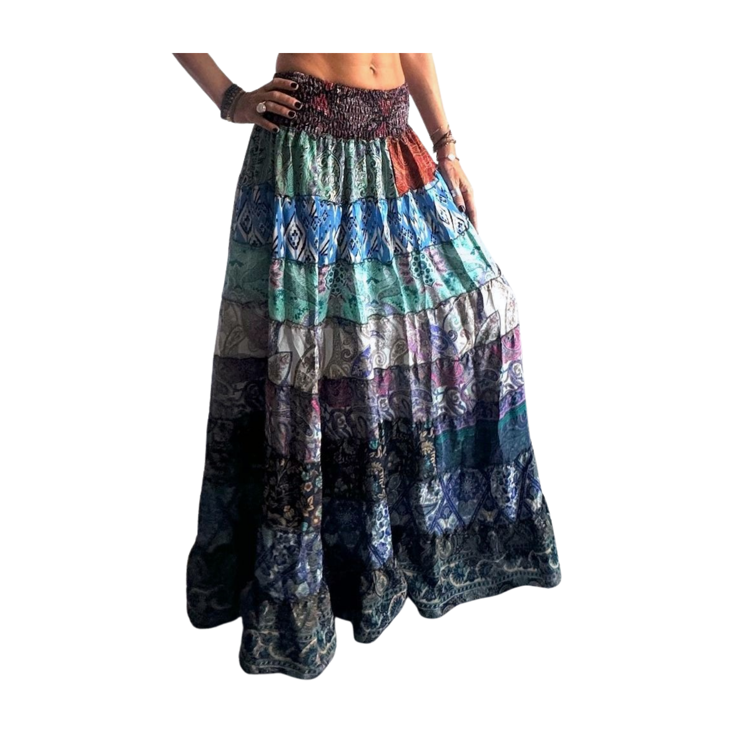Falda de seda india multicolor