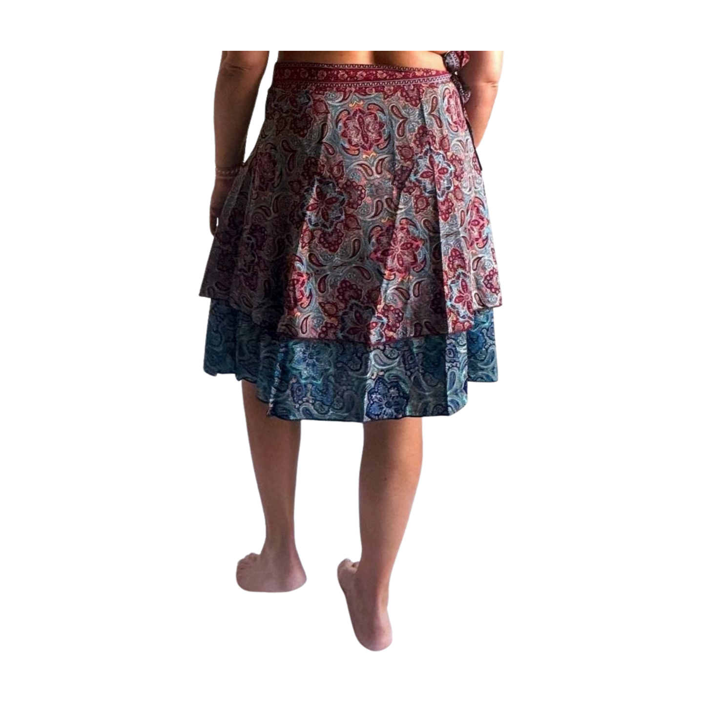 Falda pareo india de seda con estampado floral