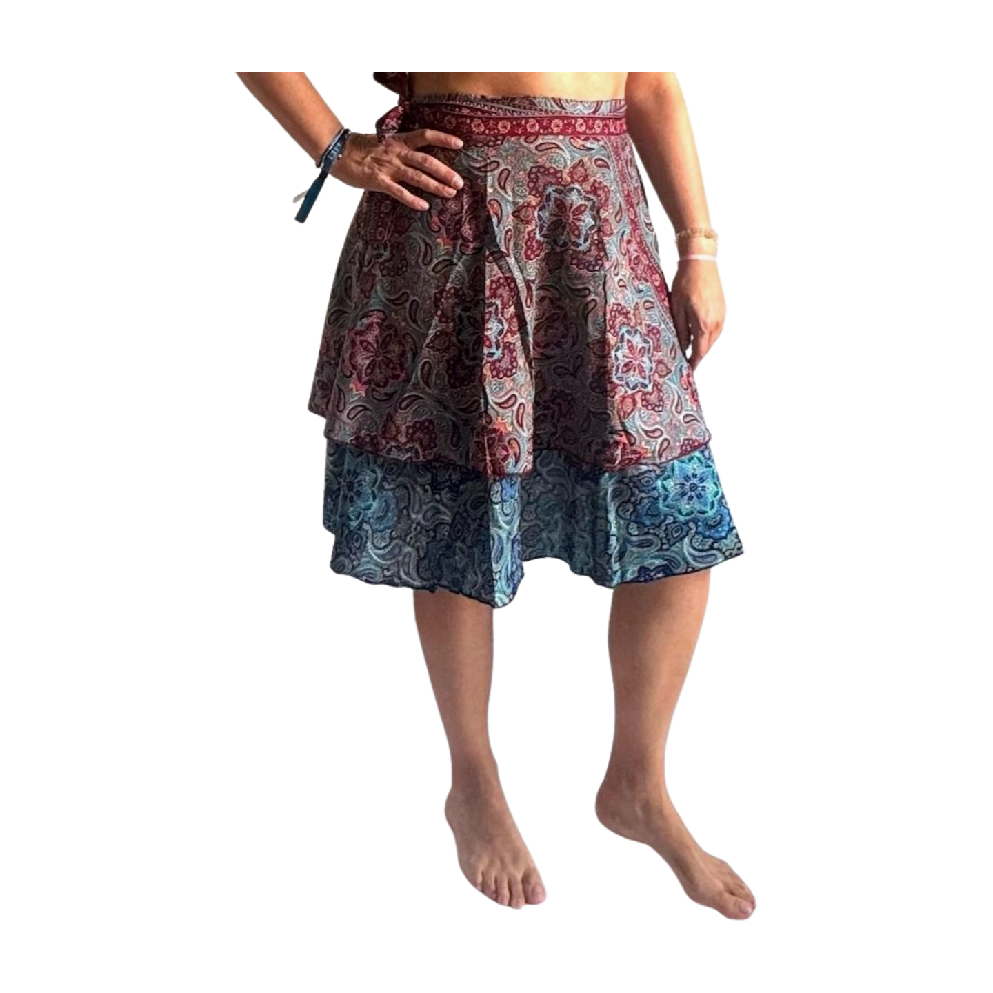 Falda pareo india de seda con estampado floral