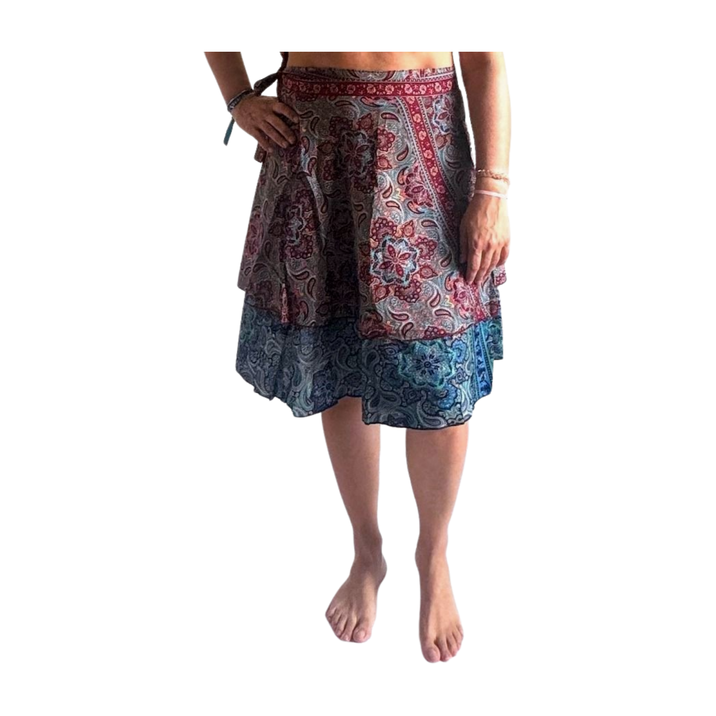 Falda pareo india de seda con estampado floral