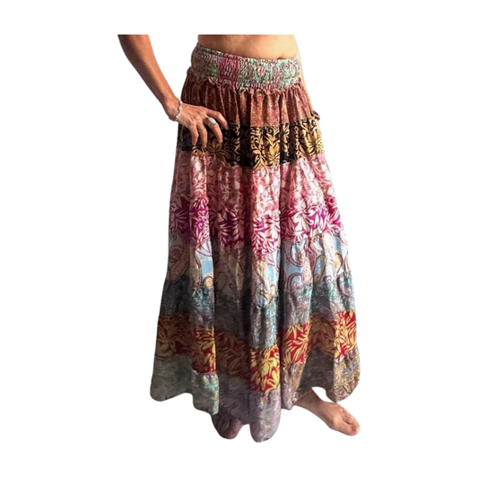 Falda de seda india multicolor