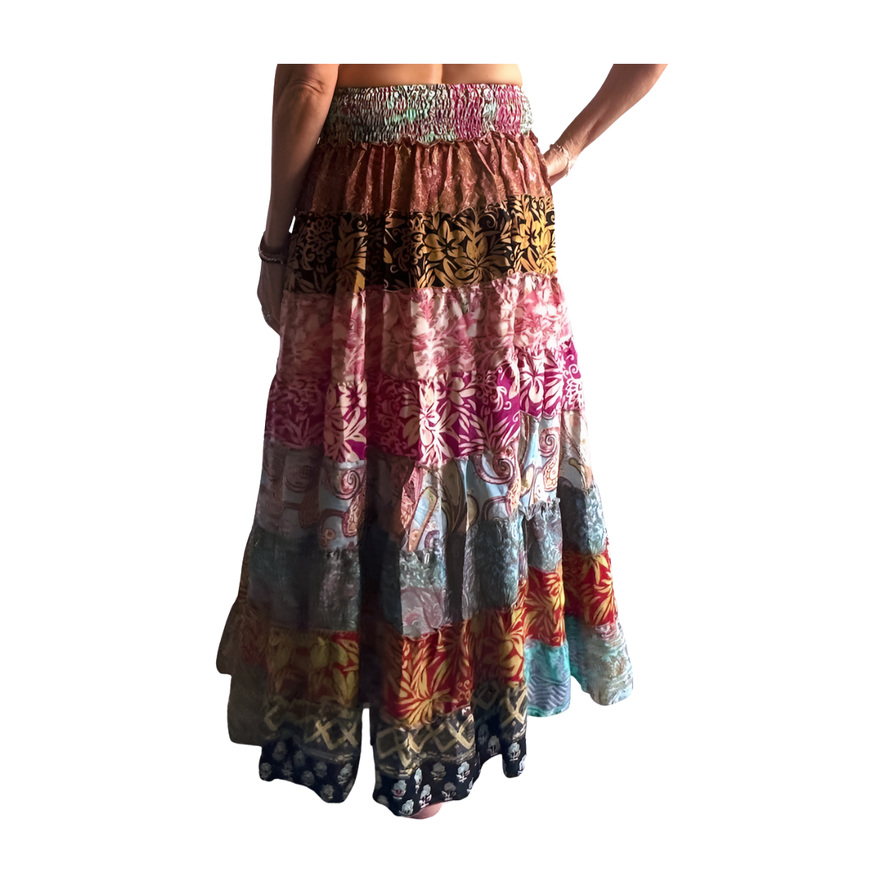 Falda de seda india multicolor