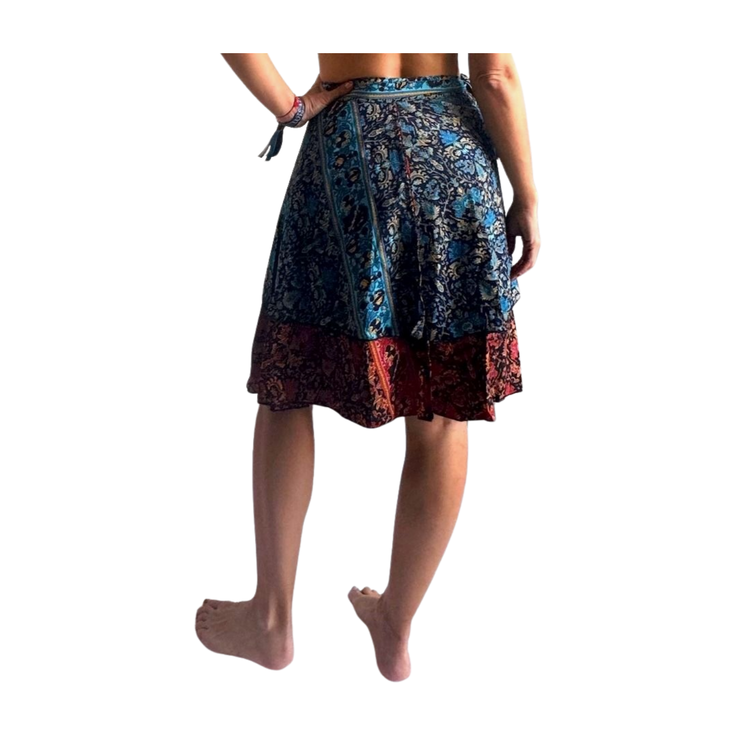 Falda pareo india de seda con estampado floral