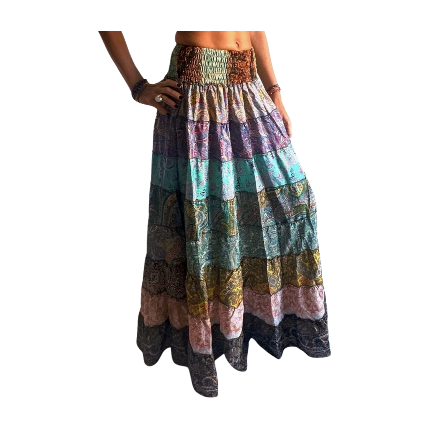 Falda de seda india multicolor