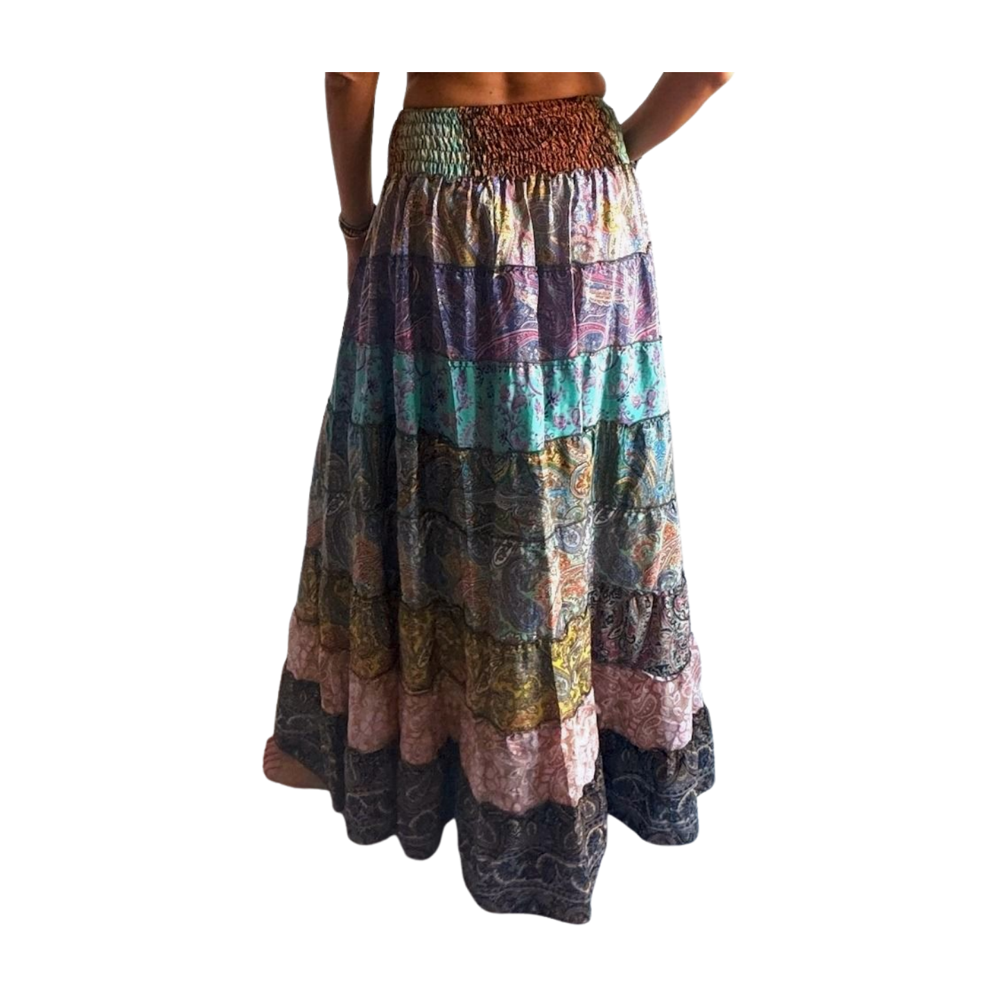 Falda de seda india multicolor