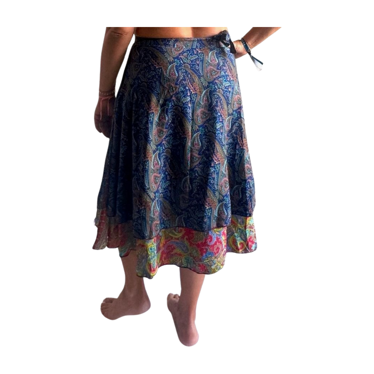 Falda pareo india de seda con estampado floral