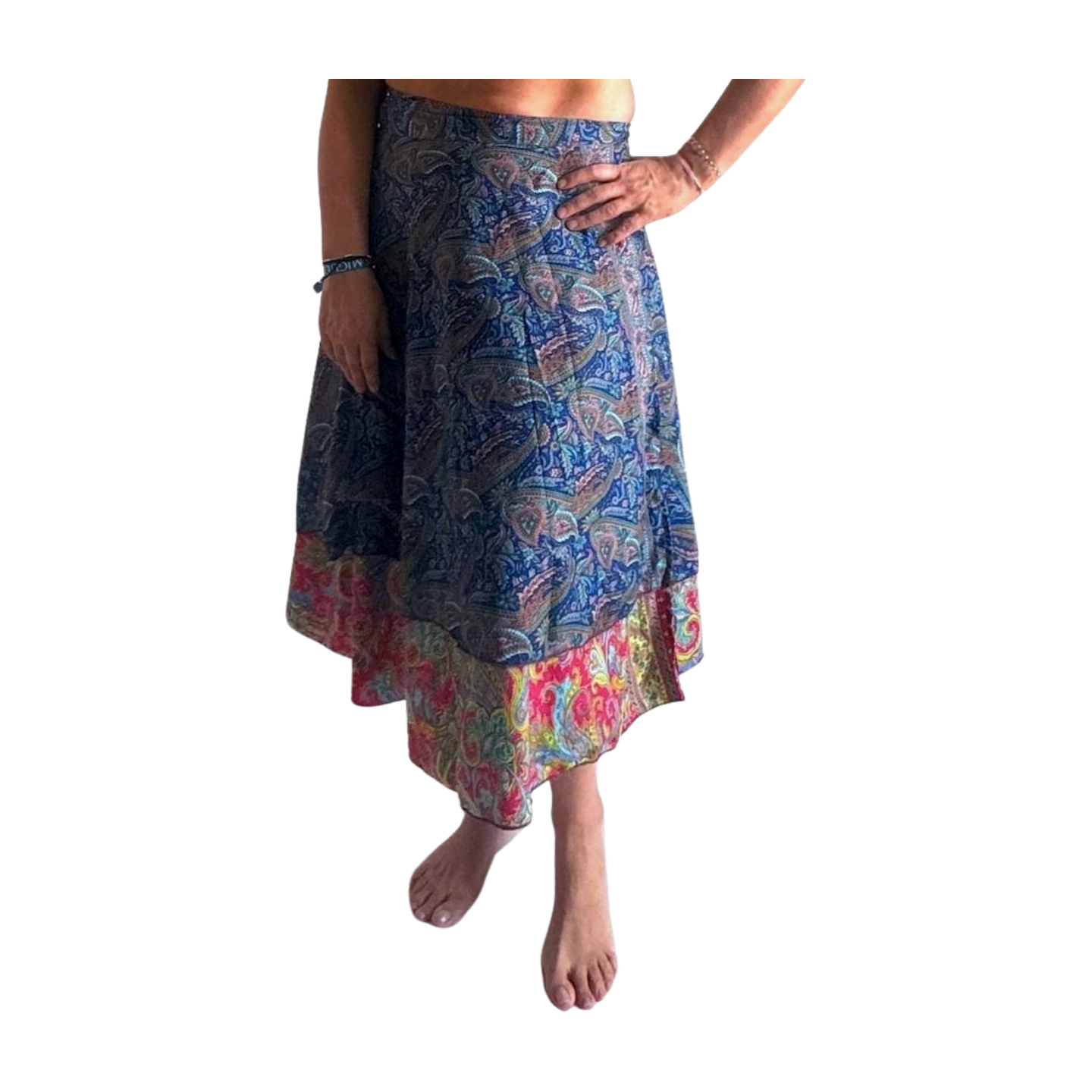 Falda pareo india de seda con estampado floral