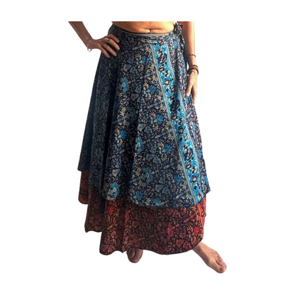 Falda pareo india de seda con estampado floral